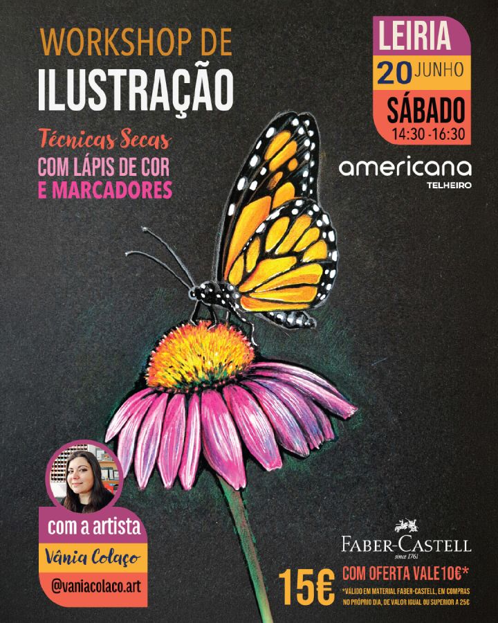 Workshop de Ilustração com Lápis de cor e marcadores com Vânia Colaço | Americana - Telheiro | 20 junho 