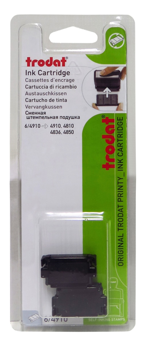 Almofada para carimbo autotintado TRODAT Printy 6/4910/4810 Preto, embalagem com 2 unidades