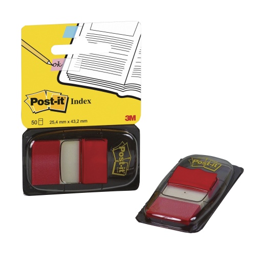 Index POST-IT 25,4x43mm vermelho com 50 folhas