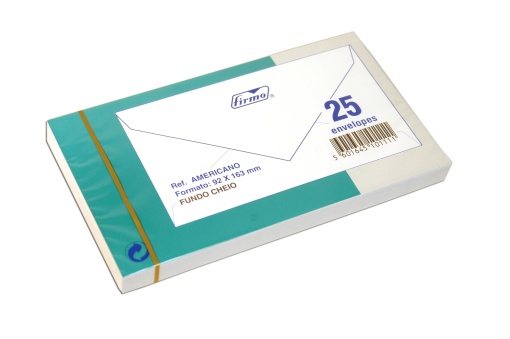 Envelope Americano 205 92x163mm Branco com 25 Mc