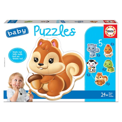 Puzzle EDUCA Baby 5x3-5 peças Animais