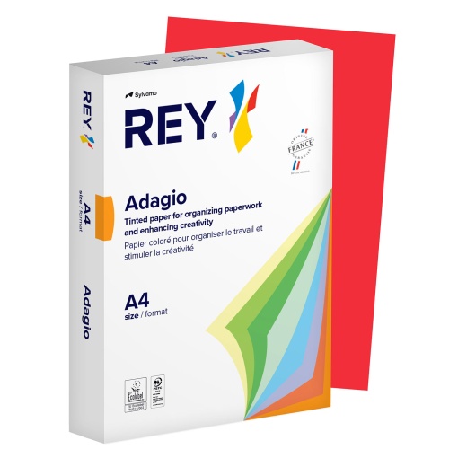 Papel fotocópia colorido A4 80g REY Adagio vermelho intenso