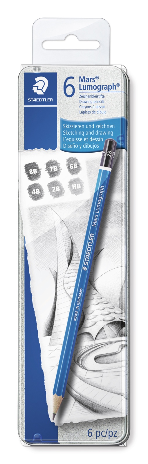 Lápis Grafite STAEDTLER Lumograph Mars 100 G6 HB/2B/4B/6B/7B/8B caixa com 6