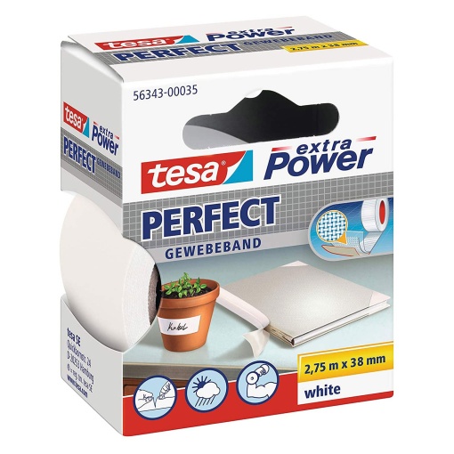 Fita Adesiva Multiusos 2,75mx38mm Branco TESA EXTRA POWER PERFECT 56343