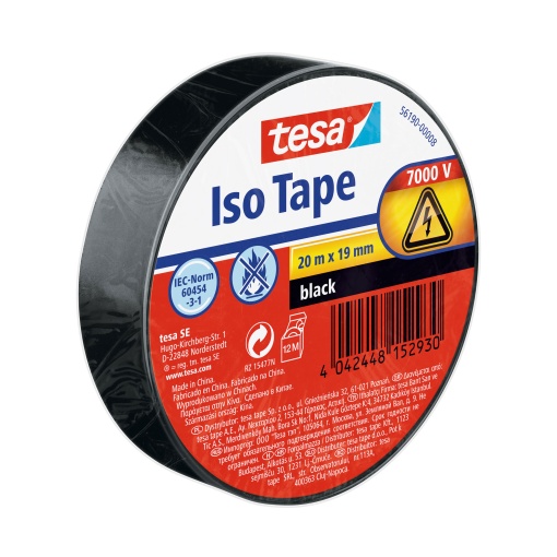 Fita Isoladora Adesiva 20mx19mm preto TESAFLEX 56190
