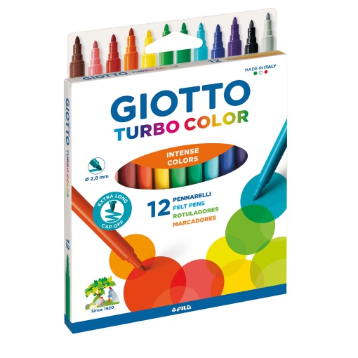 Canetas de Feltro Laváveis GIOTTO Turbo Color com 12