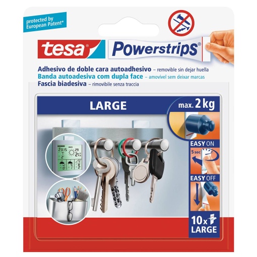 Tiras Biadesivas TESA Powerstrips 2kg 50x20mm 10 unidades 58000/58060