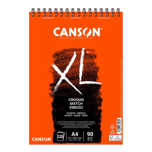 Bloco de Desenho Espiral CANSON XL Croquis A4 90g 120 folhas