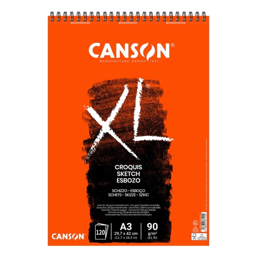 Bloco de Desenho Espiral CANSON XL Croquis A3 90g 120 folhas