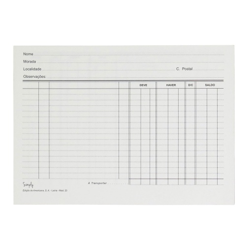 Current account printouts 21x15.5cm model 23 - 100 units