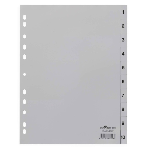 Separador Plástico A4 Numérico 1-10 DURABLE Cinza