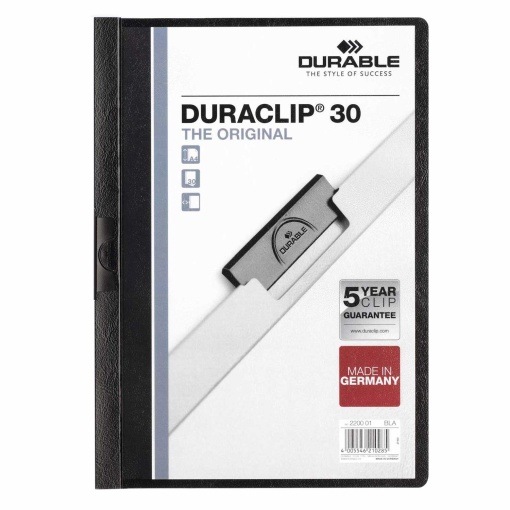 Classificador DURABLE Duraclip 2200 A4 Preto para 30 folhas
