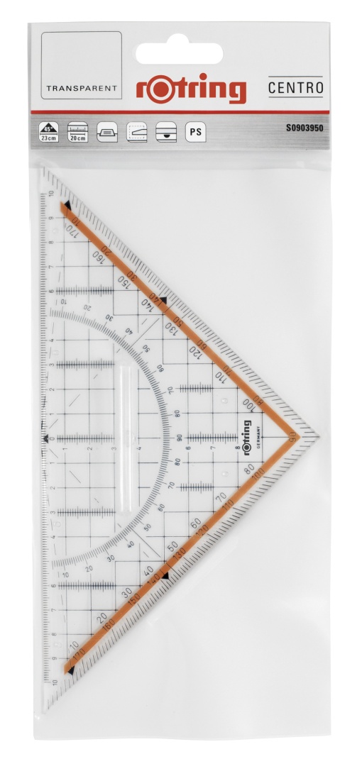 Esquadro Geométrico ROTRING Centro 45°/23cm com Pega