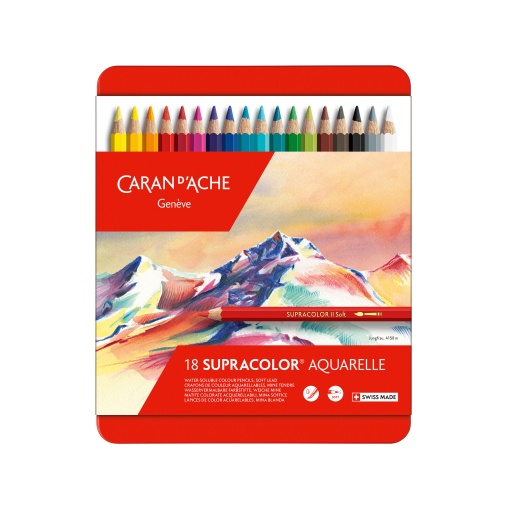 Lápis de Cor Aguarelável Caran D'ache Supracolor Soft caixa com 18