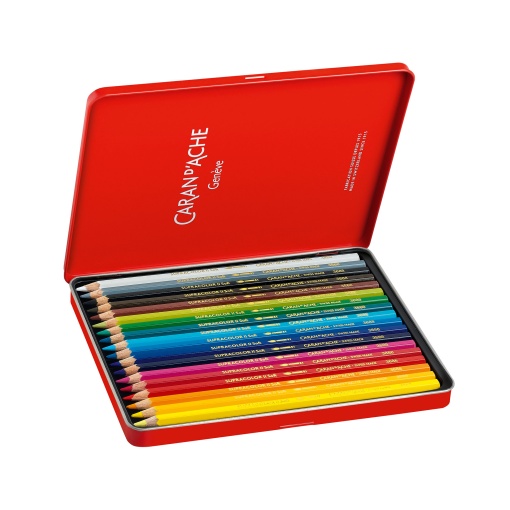 Lápis de cor aguarelável Caran d'Ache Supracolor Aquarelle caixa com 18 cores