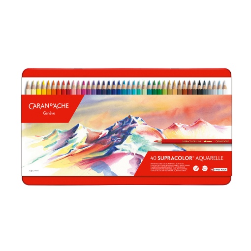 Lápis de Cor Aguarelável Caran D'ache Supracolor Soft caixa com 40