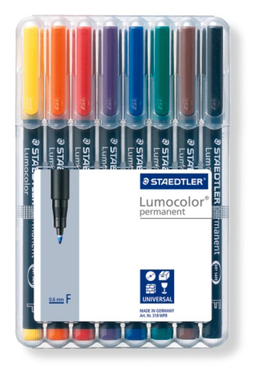 Marcador universal permanente STAEDTLER Lumocolor 318 F 0,6mm com 8