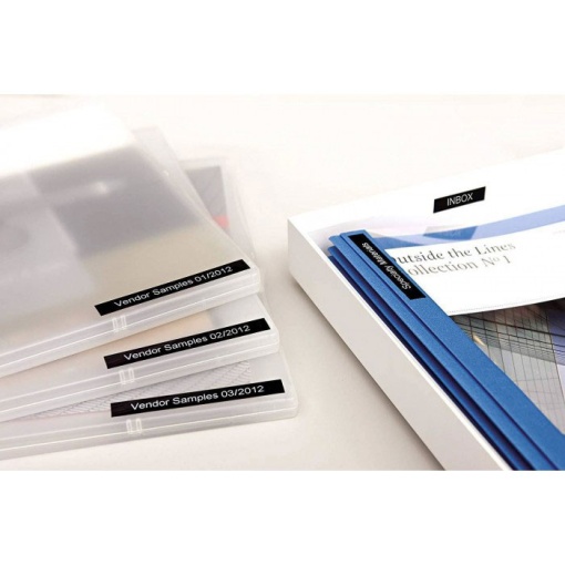 DYMO D1 45021 12mm x 7m white on black tape