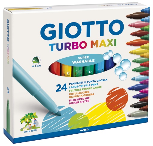 Canetas de Feltro Laváveis GIOTTO Turbo Maxi com 24