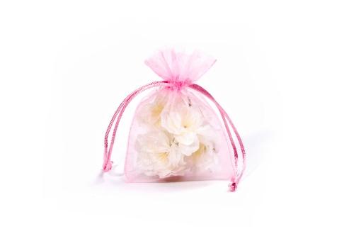 Saco Tecido Organza 12cm x 17cm Rosa Bebé A12