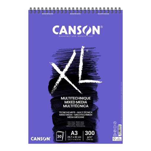 Bloco Mix Media Espiral CANSON XL A3 300g 30 folhas
