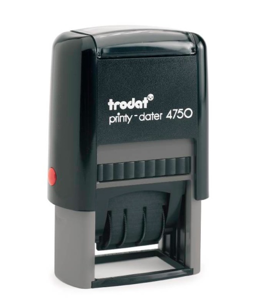 Datador autotintado TRODAT Printy 4750 com placa de texto 41x24mm