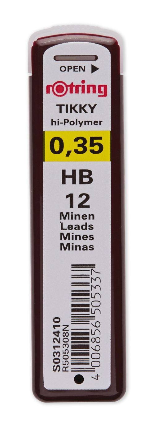 Minas ROTRING Tikky Hi-polymer 0,35mm HB com 12