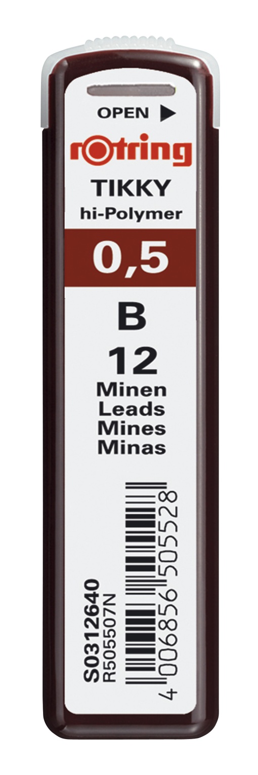 Minas ROTRING Tikky Hi-polymer 0,5mm B com 12