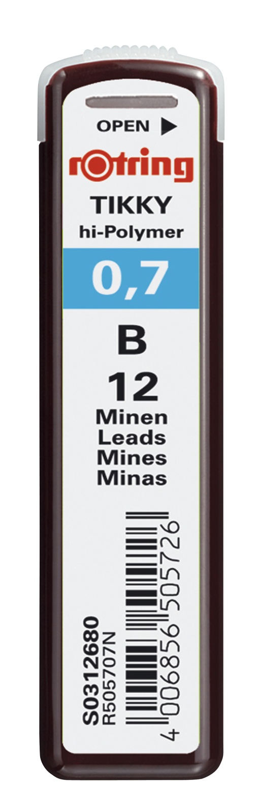 Minas ROTRING Tikky Hi-polymer 0,7mm B com 12
