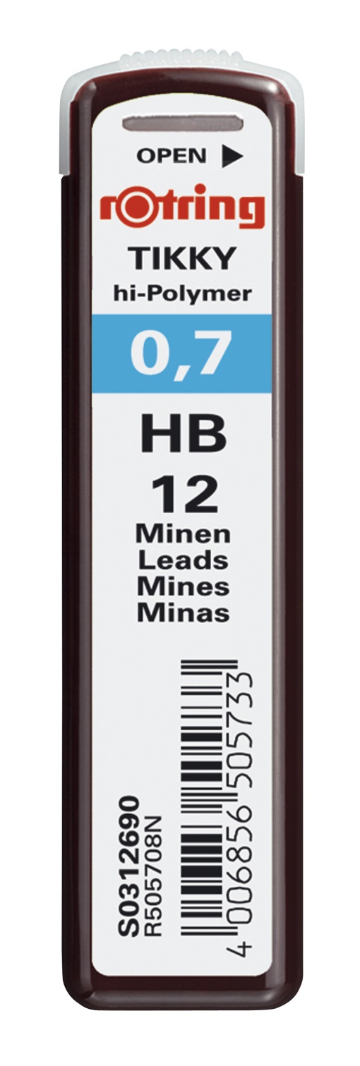 Minas ROTRING Tikky Hi-polymer 0,7mm HB com 12