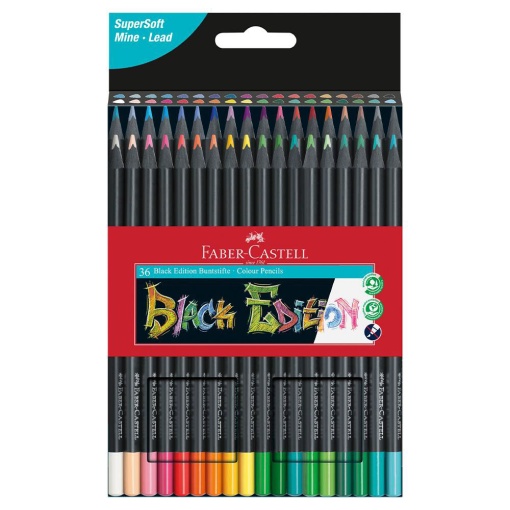 Lápis de Cor FABER-CASTELL Black Edition Longos (36 unidades)