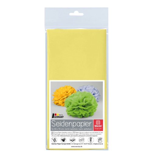 Papel Seda WEROLA 20g Amarelo Claro 02 50x70cm 5 unidades