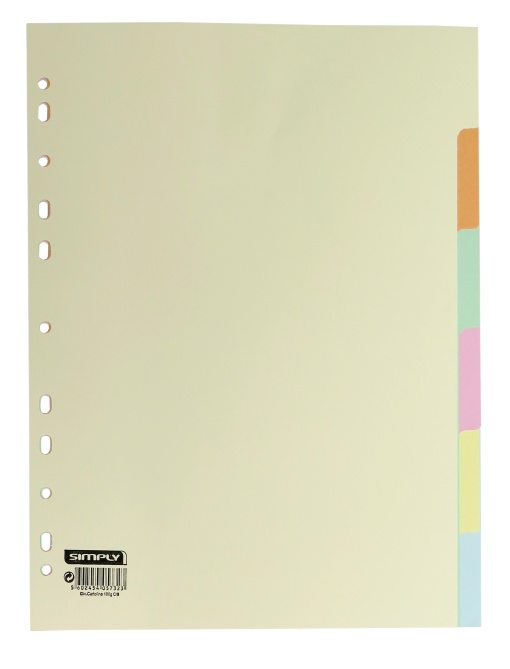 Separador Cartolina A4 6 Posições SIMPLY Cores Sortidas