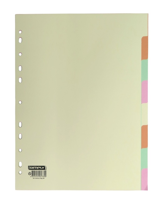 Separador Cartolina A4 8 Posições SIMPLY Cores Sortidas