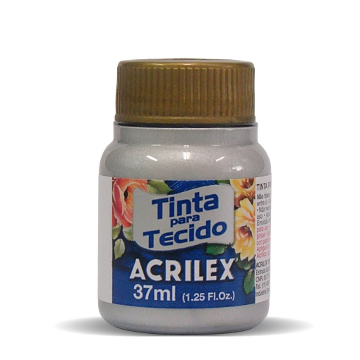 Tinta para Tecido Metálica ACRILEX Prateada 533 37ml