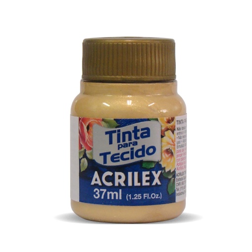 Tinta para Tecido Metálica ACRILEX Ouro 532 37ml