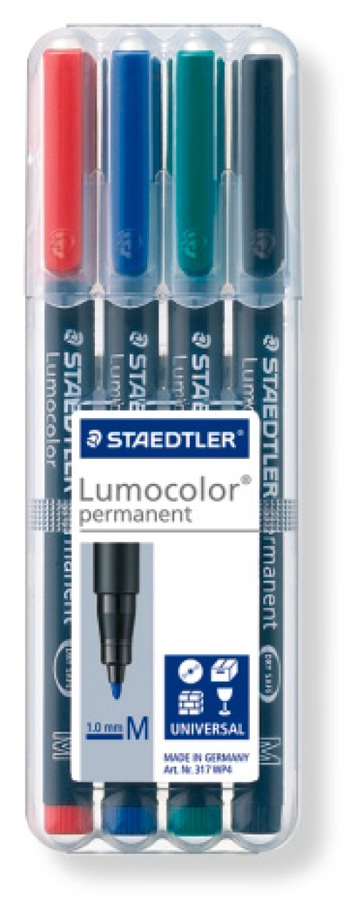 Marcador universal permanente STAEDTLER Lumocolor 317 M 1mm com 4