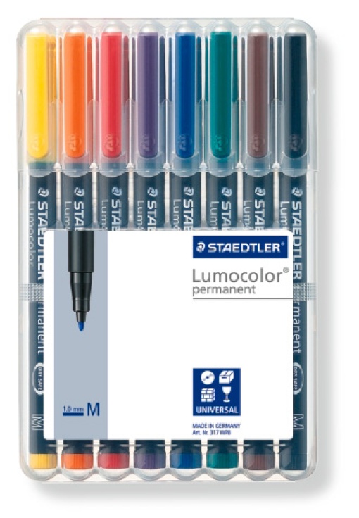 Marcador universal permanente STAEDTLER Lumocolor 317 M 1mm com 8