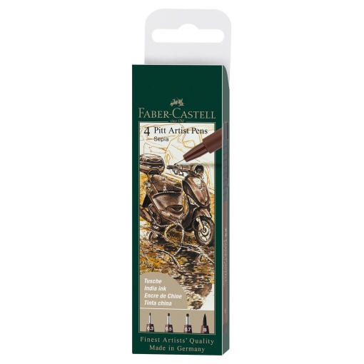 Marcador FABER-CASTELL Pitt Artist Pen (4 unidades) sepia