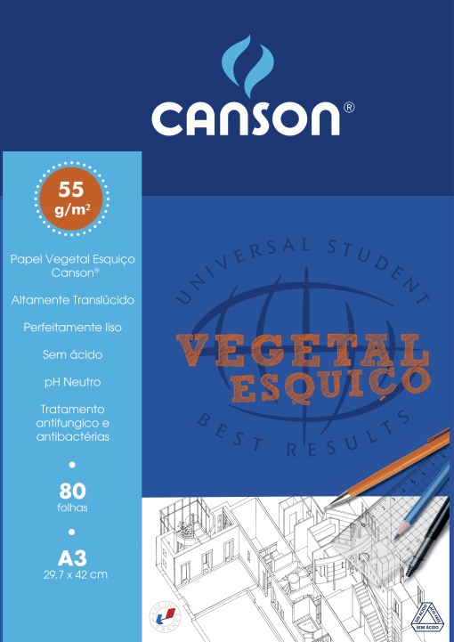 Bloco de Papel Vegetal Esquico A3 50g 80 folhas CANSON