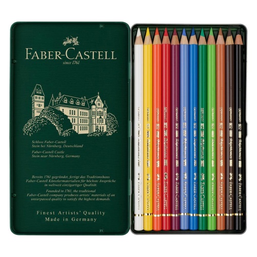 Lápis de cor FABER-CASTELL Polychromos caixa com 12 cores