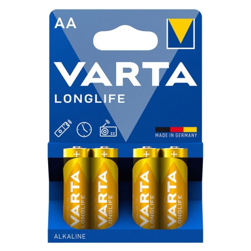 Pilha Alcalina AA LR6 1,5V (4 unidades) VARTA Longlife 4106