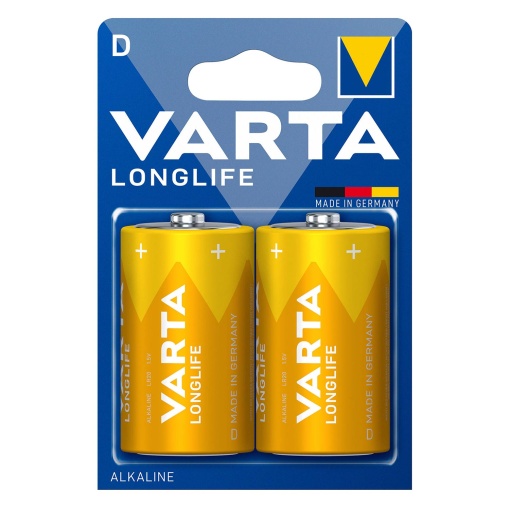 Pilha Alcalina D LR20 1,5V (2 unidades) VARTA Longlife 4120