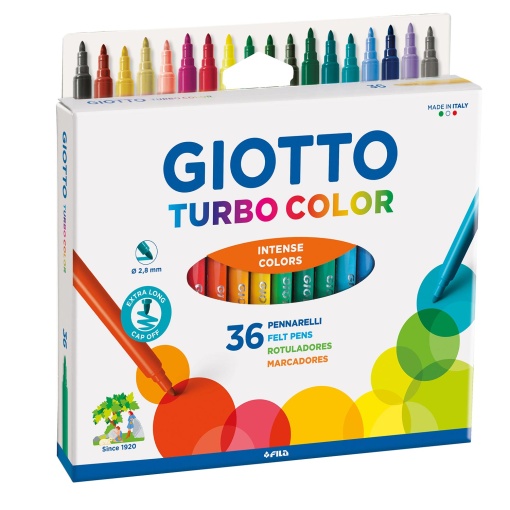 Canetas de Feltro Laváveis GIOTTO Turbo Color com 36