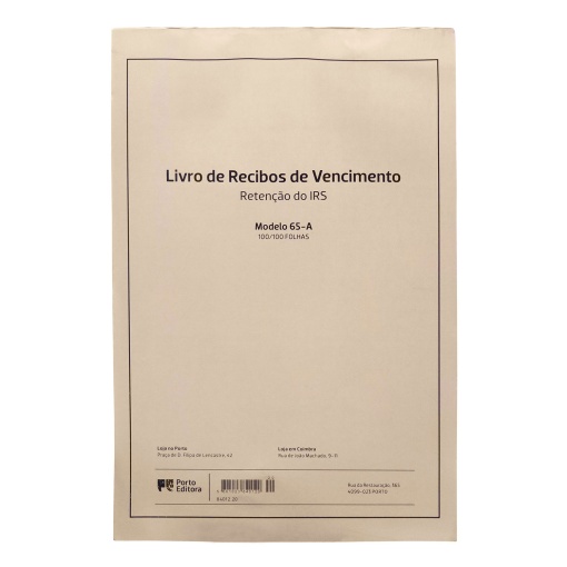Livro de Recibos Vencimentos Modelo 65-a 100 folhas