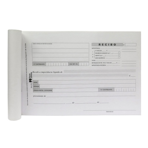 Livro de recibos com retenção na fonte IRS/IRC modelo 85 25 folhas