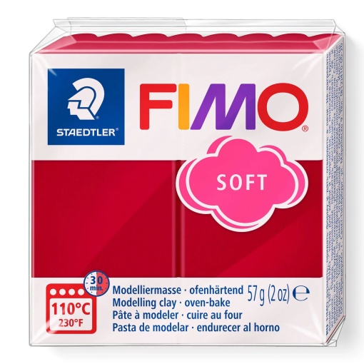 Pasta de Modelar FIMO Soft 26 Vermelho Cereja 56g