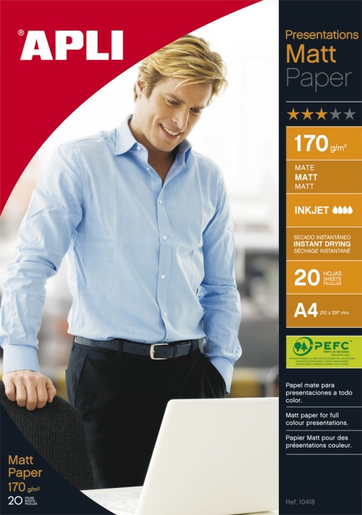 Papel Inkjet A4 170g APLI Matte 20 folhas