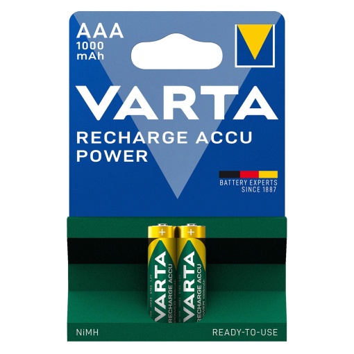 Pilha Recarregável AAA HR03 1000 mAh 1,2V (2 unidades) VARTA Accu Power 5703