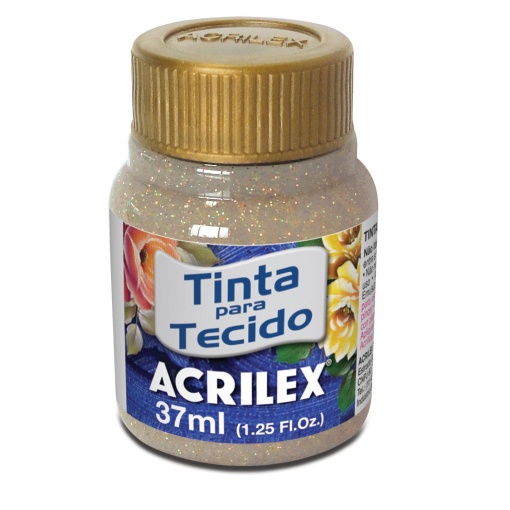Tinta para Tecido Glitter ACRILEX Amarelo 212 37ml